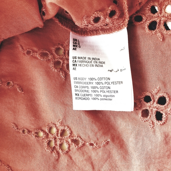 STYLE & CO Boho Terracotta Eyelet Top Size L - Picture 3 of 7